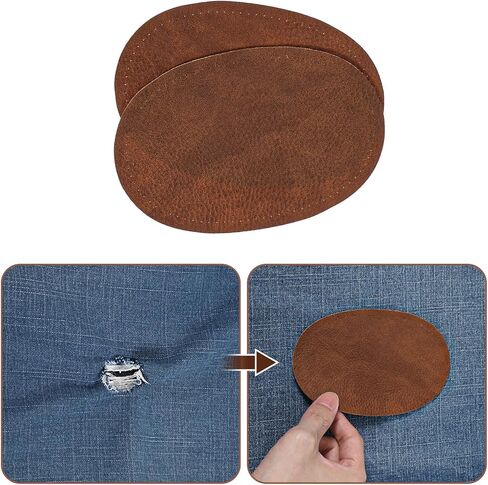 2PCS Elbow Patches for Clothes, 5.43×3.54 Inches Sew-On Fabric Oval PU Leather Elbow Patch, Clothes Fabric Repair Sewing Patches for Sweaters, Jackets, Trousers and Hats(Coffee) in Saudi Arabia