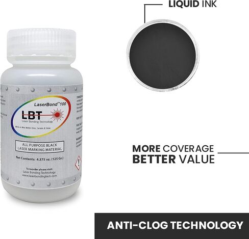 LaserBond 100 Black Laser Marking Ink 125g, Compatible with CO2 Fiber Diode and YAG Laser Engravers, Permanent Marks on Metal Glass Stone and Ceramic in Saudi Arabia