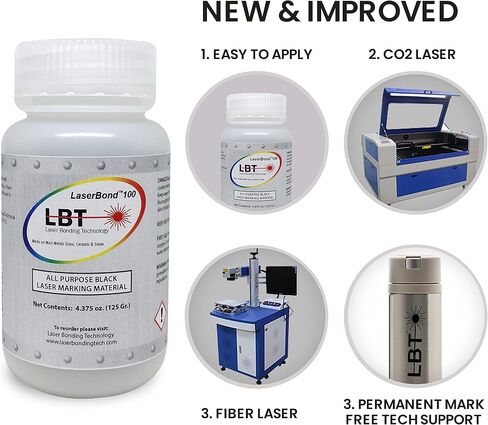 LaserBond 100 Black Laser Marking Ink 125g, Compatible with CO2 Fiber Diode and YAG Laser Engravers, Permanent Marks on Metal Glass Stone and Ceramic in Saudi Arabia