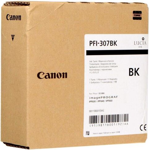 خزان الحبر الأسود PFI-307 سعة 330 مل من Canon لطابعات iPF830 وiPF840 وiPF850 CAD in Saudi Arabia
