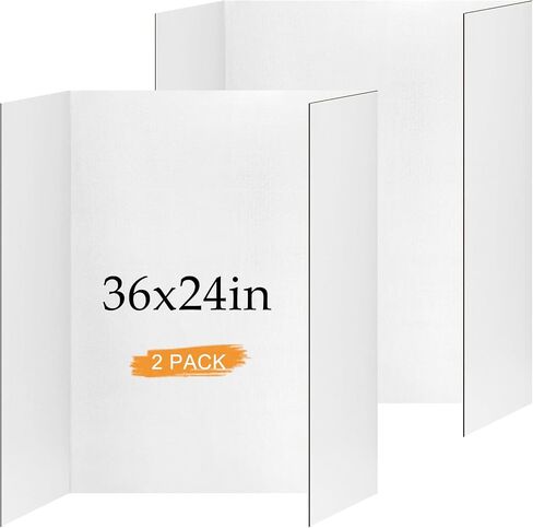 2 Pack Trifold Poster Board 36" x 24", White Corrugated Project Boards for Science Fairs, School Projects, Event Displays in Saudi Arabia