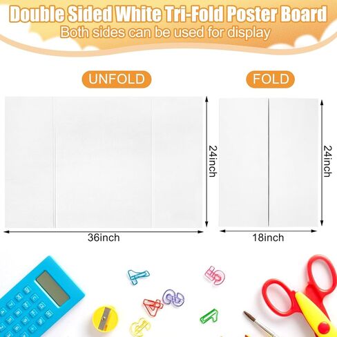 2 Pack Trifold Poster Board 36" x 24", White Corrugated Project Boards for Science Fairs, School Projects, Event Displays in Saudi Arabia