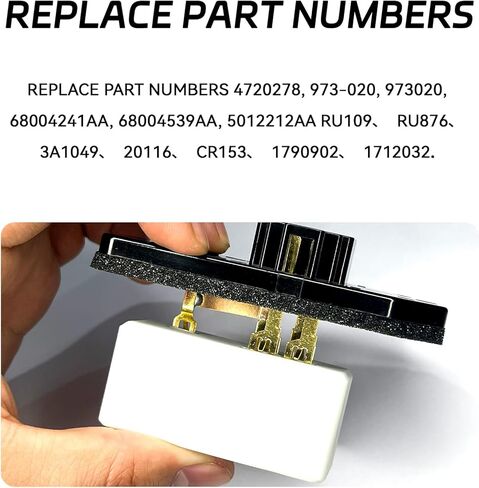 1 قطعة مقاومات محرك المنفاخ، استبدال مقاوم محرك منفاخ التيار المتردد 5014212AA 5012212AA 68004241AA 3A1103 973-047 RU-368، مقاوم مروحة HVAC لدودج رام 1500 2500 3500 بيك اب جيب جراند شيروكي in Kuwait