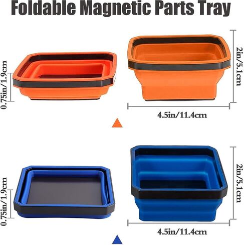 4 Pcs Collapsible Magnetic Parts Tray Set,2 Different Color Foldable Silicone Magnetic Tool Trays Holder for Organizing Screw Bolts Nuts Washers Pins and Other Small Metal Parts（4.5 inch） in Saudi Arabia