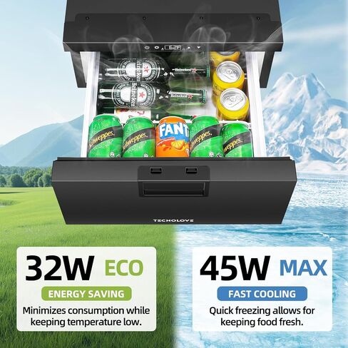 ثلاجة بدرج 12 فولت 52QT(50L) ثلاجة بفريزر RV 12 فولت، (-4 ℉-68 ℉) ثلاجة محمولة، مبرد سيارة للسفر وثلاجة السيارة، والسفر والتخييم ورحلات الطريق الخلفية، شاحنة فان SUV 12/24 فولت تيار مستمر in Kuwait