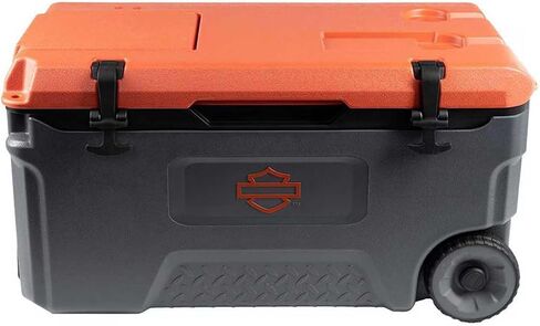 Harley-Davidson 52 Qt. Bar & Shield Fully Insulated Wheeled Cooler, Gray/Orange in Saudi Arabia