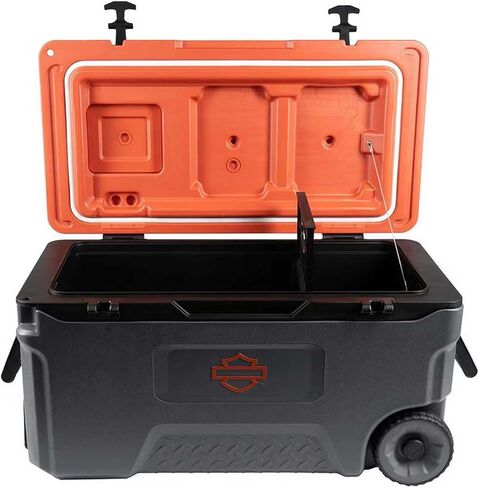 Harley-Davidson 52 Qt. Bar & Shield Fully Insulated Wheeled Cooler, Gray/Orange in Saudi Arabia
