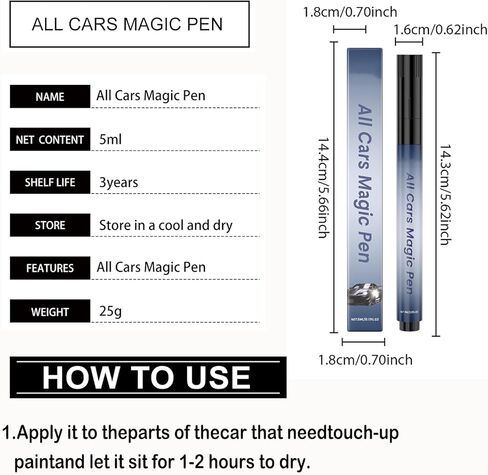 2 قطعة القلم السحري لجميع السيارات، قلم إصلاح خدوش السيارة، إصلاح سريع للخدوش وأضرار الطلاء، إصلاح سريع لجميع ألوان السيارات in Kuwait