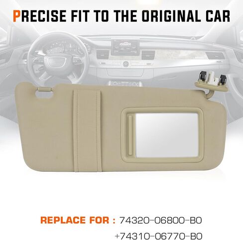 Youxmoto Sun Visor Left Driver Side for Toyota Camry with Sunroof 2007 2008 2009 2010 2011, Beige Sun Visor Replaces# 74320-06800-B0, with Vanity Mirror and Light in Saudi Arabia