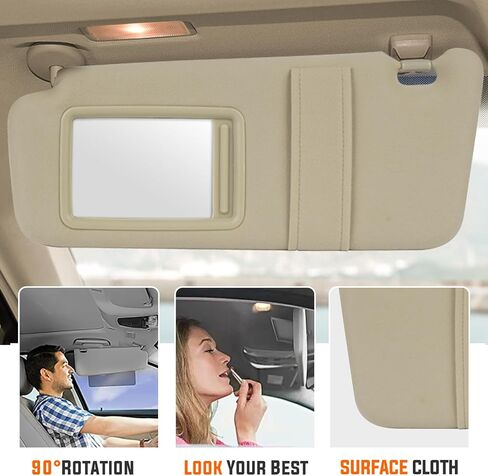 Youxmoto Sun Visor Left Driver Side for Toyota Camry with Sunroof 2007 2008 2009 2010 2011, Beige Sun Visor Replaces# 74320-06800-B0, with Vanity Mirror and Light in Saudi Arabia