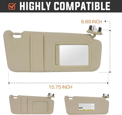 Youxmoto Sun Visor Left Driver Side for Toyota Camry with Sunroof 2007 2008 2009 2010 2011, Beige Sun Visor Replaces# 74320-06800-B0, with Vanity Mirror and Light in Saudi Arabia