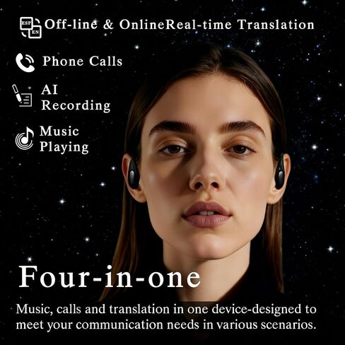 AI Translation Earbuds Real Time 146 Language Offline & Online Translator Earbuds, Audifonos Traductores Inglés Español, 4-in-1 Translating Device, Translate Ear Buds for Travel Learning in Saudi Arabia