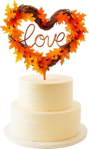 Autumn Wedding Cake Topper With Orange Paper Leaves for Fall Theme Decorating in Saudi Arabia
