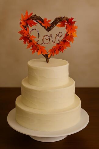 Autumn Wedding Cake Topper With Orange Paper Leaves for Fall Theme Decorating in Saudi Arabia