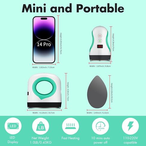 آلة ضغط حراري صغيرة سهلة العد E، ضغط حراري سهل للحرف اليدوية، تي شيرت، القبعات، الأحذية، ومشاريع الفينيل HTV الصغيرة، آلة كي صغيرة محمولة، آلة نقل الحرارة الصغيرة باللون الأخضر (أرجواني) in Kuwait