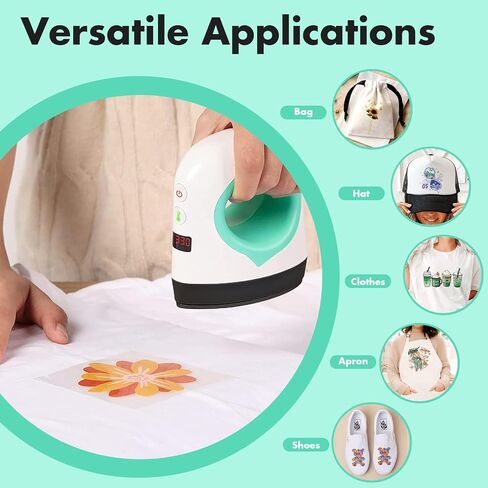 آلة ضغط حراري صغيرة سهلة العد E، ضغط حراري سهل للحرف اليدوية، تي شيرت، القبعات، الأحذية، ومشاريع الفينيل HTV الصغيرة، آلة كي صغيرة محمولة، آلة نقل الحرارة الصغيرة باللون الأخضر (أرجواني) in Kuwait