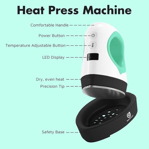 آلة ضغط حراري صغيرة سهلة العد E، ضغط حراري سهل للحرف اليدوية، تي شيرت، القبعات، الأحذية، ومشاريع الفينيل HTV الصغيرة، آلة كي صغيرة محمولة، آلة نقل الحرارة الصغيرة باللون الأخضر (أرجواني) in Kuwait