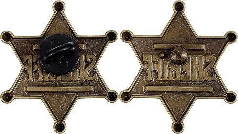 1 Pcs Sheriff Badge and 1 Pcs Deputy Sheriff Badge, Dress-Up Custom Metal Brooch Police Badges Pin Western Cop Star Old West Prop for Kids, Adults in Saudi Arabia