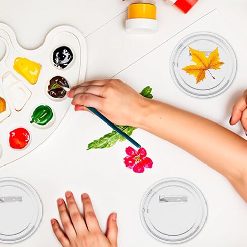 TIESOME 10 Set Clear Pins for Crafts, Plastic Button Making Kit Blank Pins Bulk Make Your Own Buttons Badge Maker Photo Buttons with Clear Cover for Crafts (2.28 Inch) in Kuwait