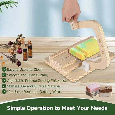 Soap Cutter, Wooden Soap Cutter Adjustable Wire Slicer Cutting Tool for Handmade Soap, Cheese & Candles DIY Soap Cutting (Light Wood) in Saudi Arabia