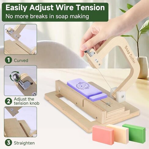 Soap Cutter, Wooden Soap Cutter Adjustable Wire Slicer Cutting Tool for Handmade Soap, Cheese & Candles DIY Soap Cutting (Light Wood) in Saudi Arabia