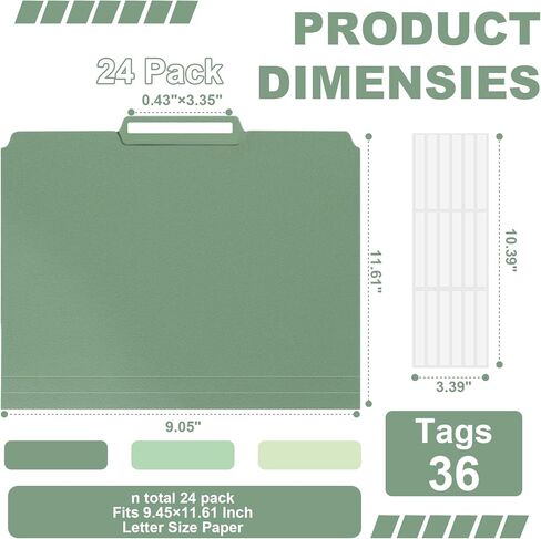 24 Pack Colored File Folders Plastic Purple File Folders Letter Size 1/3 Cut Tabs File Folder Sticky Labels Manila File Folders 8.5 x 11 for Documents Office School Organizer(8 per color) (24, Purple) in Saudi Arabia