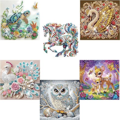 areopnmg 6pack البحر السلاحف الشاطئ الماس اللوحة مجموعات للبالغين المبتدئين، 5D ضوء القمر شلال المناظر الطبيعية الماس الفن، DIY كامل جولة الحفر الماس نقطة جوهرة الفن مجموعات، ديكور جدار المنزل 9.8x13.8 بوصة in Kuwait