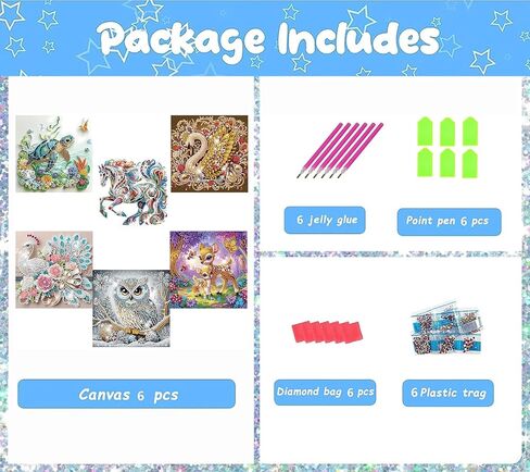 areopnmg 6pack البحر السلاحف الشاطئ الماس اللوحة مجموعات للبالغين المبتدئين، 5D ضوء القمر شلال المناظر الطبيعية الماس الفن، DIY كامل جولة الحفر الماس نقطة جوهرة الفن مجموعات، ديكور جدار المنزل 9.8x13.8 بوصة in Kuwait