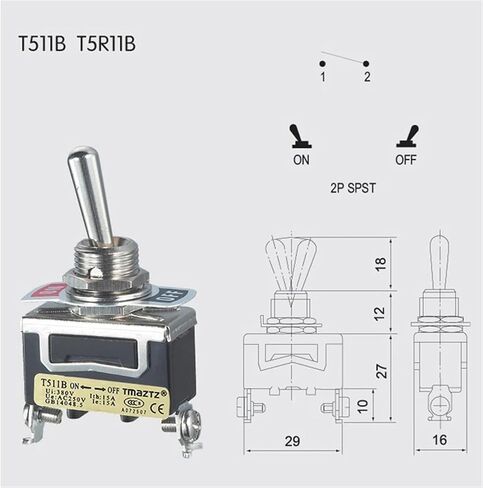 T5R11B Single Knife Single Throwing Shaking His Head Rocker Arm Button Switch 12mm Two Gears Two Feet Reset Type in Saudi Arabia