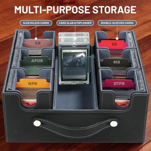 Commander Deck Box with Handle, Trading Card Storage Box for MTG&TCG.7 in 1 MTG Deck Box with 6 Toploaders, 6 Stoppers, 10 Colorful Dividers.(Black& Red, 7 IN 1) in Saudi Arabia