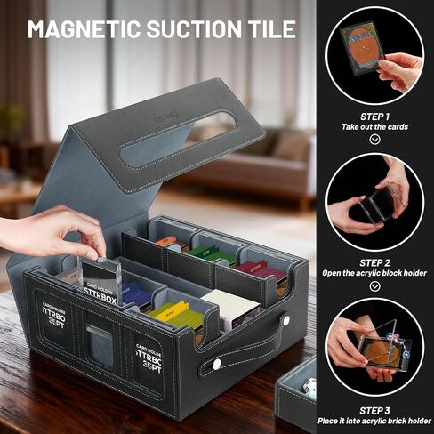 Commander Deck Box with Handle, Trading Card Storage Box for MTG&TCG.7 in 1 MTG Deck Box with 6 Toploaders, 6 Stoppers, 10 Colorful Dividers.(Black& Red, 7 IN 1) in Saudi Arabia