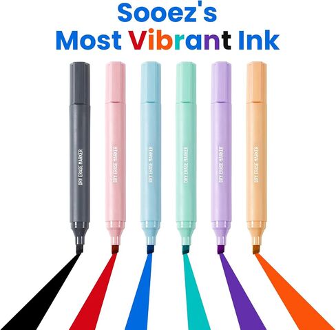 مجموعة أقلام المسح الجافة 8 في 1 من Sooez، تتضمن 6 أقلام مسح جافة ذات ألوان نابضة بالحياة مع طرف إزميل، ورذاذ منظف للسبورة البيضاء 1.4 أونصة وقطعة قماش للتنظيف للمعلمين والمكتب والمدرسة وألوان الباستيل in Kuwait