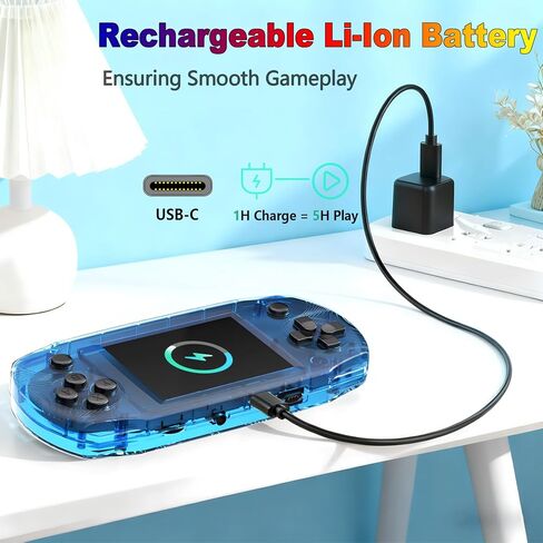 Handheld Game Console for Kids Preloaded 100 Retro Video Games, Portable Gaming System Rechargeable Battery 3.2" IPS Screen, Mini Travel Electronic Toy Gifts for Boys Girls (Blue) in Saudi Arabia