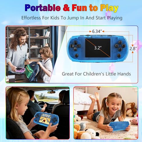 Handheld Game Console for Kids Preloaded 100 Retro Video Games, Portable Gaming System Rechargeable Battery 3.2" IPS Screen, Mini Travel Electronic Toy Gifts for Boys Girls (Blue) in Saudi Arabia