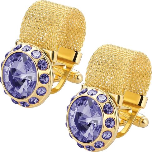 Birthstone Cuff links Mens, Shinny Gold Tone Cufflinks for Men Dress Shirts, Personalized Birthday Gifts for Men. in Kuwait