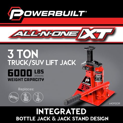 Powerbuilt 3 Ton, Bottle Jack and Jack Stands in One, 6000 Pound All-in-One Car Lift, Heavy Duty Vehicle Unijack, 640912 in Saudi Arabia
