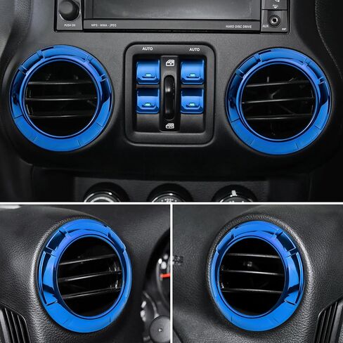 لملحقات Jeep Wrangler JK JKU 2011-2017 - 8 قطع حلقة زخرفية لمنفذ تكييف الهواء ومجموعة غطاء زر تبديل النافذة، عملية طلاء ABS (أحمر، لمسة نهائية لامعة) in Kuwait