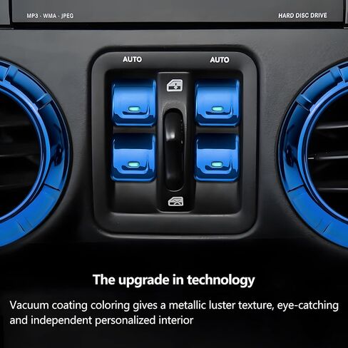 لملحقات Jeep Wrangler JK JKU 2011-2017 - 8 قطع حلقة زخرفية لمنفذ تكييف الهواء ومجموعة غطاء زر تبديل النافذة، عملية طلاء ABS (أحمر، لمسة نهائية لامعة) in Kuwait