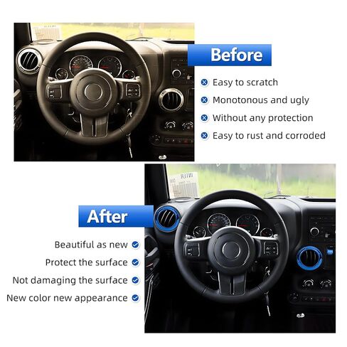 لملحقات Jeep Wrangler JK JKU 2011-2017 - 8 قطع حلقة زخرفية لمنفذ تكييف الهواء ومجموعة غطاء زر تبديل النافذة، عملية طلاء ABS (أحمر، لمسة نهائية لامعة) in Kuwait