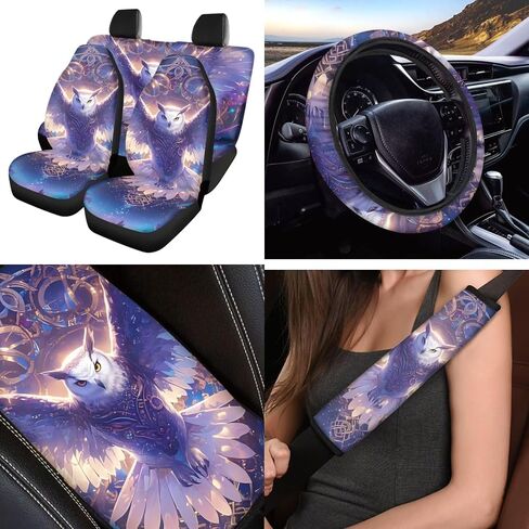 Horeset Cute Sloth Automobile Seat Cover Sets 12 Pack with Car Steering Wheel Cover Arm Rest Cover Keychain Holder Protector Seat Belt Pads Suitable for Most Cars,SUV in Saudi Arabia