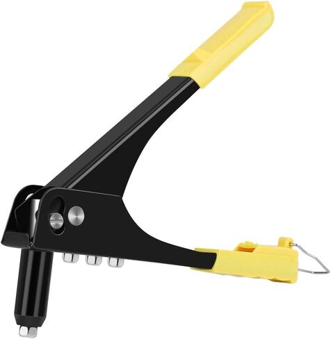 Rivet Gun, Spring Handle, 4 Rivet Head Sizes, Long Nozzle Design, for Metal, Fiber, Leather, Plastic Connection, 2.4/3.2/4.0/4.8mm, Single-Handed Operation, 100 kg Pull in Saudi Arabia