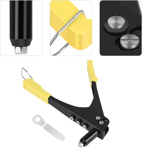 Rivet Gun, Spring Handle, 4 Rivet Head Sizes, Long Nozzle Design, for Metal, Fiber, Leather, Plastic Connection, 2.4/3.2/4.0/4.8mm, Single-Handed Operation, 100 kg Pull in Saudi Arabia