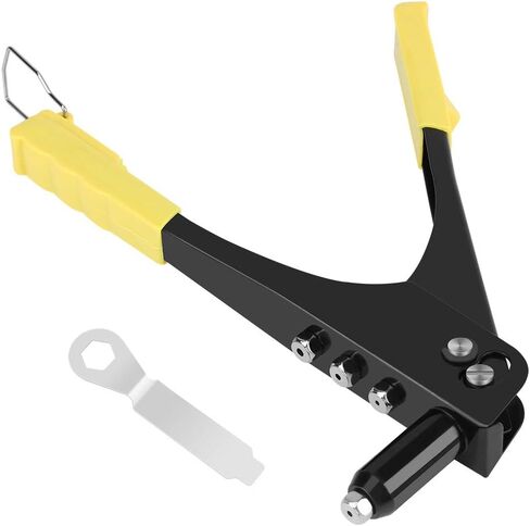 Rivet Gun, Spring Handle, 4 Rivet Head Sizes, Long Nozzle Design, for Metal, Fiber, Leather, Plastic Connection, 2.4/3.2/4.0/4.8mm, Single-Handed Operation, 100 kg Pull in Saudi Arabia