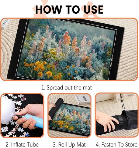 بساط ألغاز الصور المقطوعة قابل للطي، وسادة حفظ من اللباد مقاس 43 بوصة × 26 بوصة، حافظة محمولة ناعمة تصل إلى 1500 قطعة مع 6 صواني لفرز الألغاز وحقيبة تخزين مناسبة للسفر in Kuwait