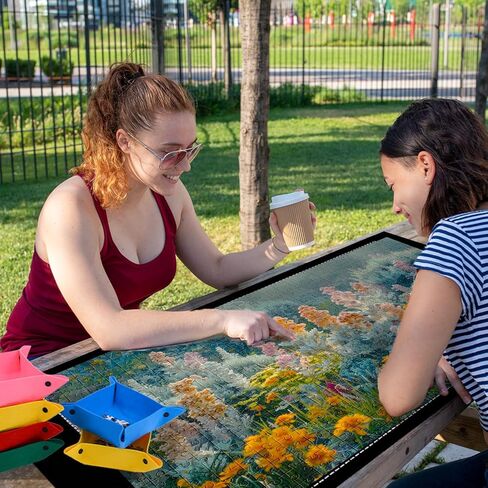 بساط ألغاز الصور المقطوعة قابل للطي، وسادة حفظ من اللباد مقاس 43 بوصة × 26 بوصة، حافظة محمولة ناعمة تصل إلى 1500 قطعة مع 6 صواني لفرز الألغاز وحقيبة تخزين مناسبة للسفر in Kuwait