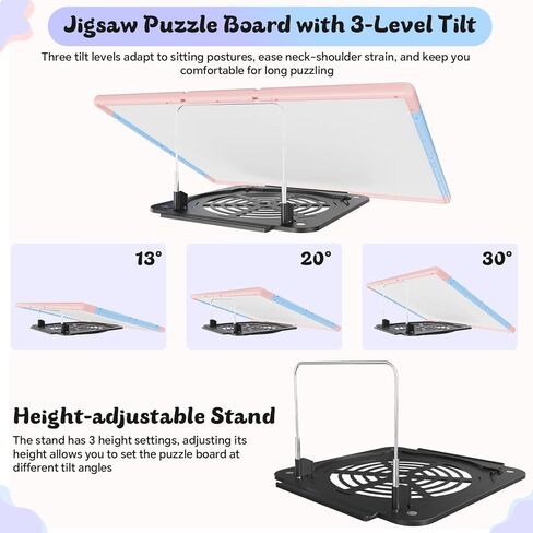 لوحة ألغاز 1000 قطعة 3 في 1 مزدوجة الجوانب ودوارة وإمالة، طاولة ألغاز بلاستيكية مع صناديق فرز وغطاء من البولي فينيل كلوريد، لوحة ألغاز سوزان الكسولة المحمولة للبالغين، رمادي أخضر in Kuwait
