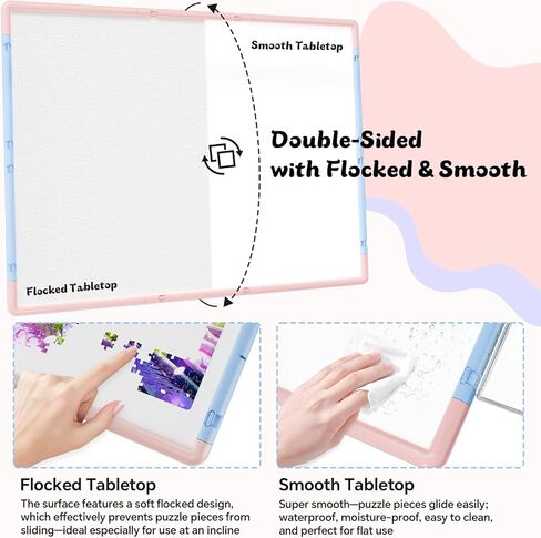 لوحة ألغاز 1000 قطعة 3 في 1 مزدوجة الجوانب ودوارة وإمالة، طاولة ألغاز بلاستيكية مع صناديق فرز وغطاء من البولي فينيل كلوريد، لوحة ألغاز سوزان الكسولة المحمولة للبالغين، رمادي أخضر in Kuwait