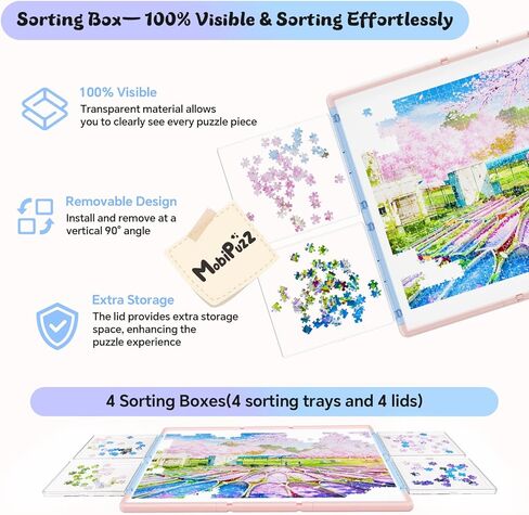 لوحة ألغاز 1000 قطعة 3 في 1 مزدوجة الجوانب ودوارة وإمالة، طاولة ألغاز بلاستيكية مع صناديق فرز وغطاء من البولي فينيل كلوريد، لوحة ألغاز سوزان الكسولة المحمولة للبالغين، رمادي أخضر in Kuwait