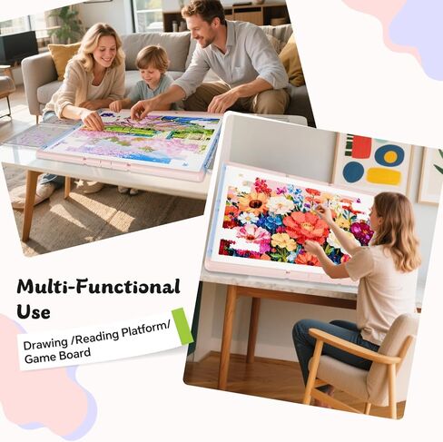 لوحة ألغاز 1000 قطعة 3 في 1 مزدوجة الجوانب ودوارة وإمالة، طاولة ألغاز بلاستيكية مع صناديق فرز وغطاء من البولي فينيل كلوريد، لوحة ألغاز سوزان الكسولة المحمولة للبالغين، رمادي أخضر in Kuwait