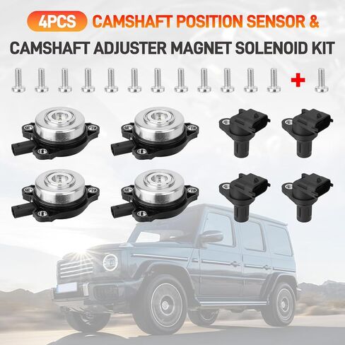 4Pcs Camshaft Position Sensor & 4Pcs Camshaft Adjuster Magnet Solenoid Kit Compatible with Mercedes-Benz C230 C250 C280 C300 C350 CLK350 CLK550 E280 E300 E350 G550 GL450 Replace#2720510077 0009050443 in Saudi Arabia